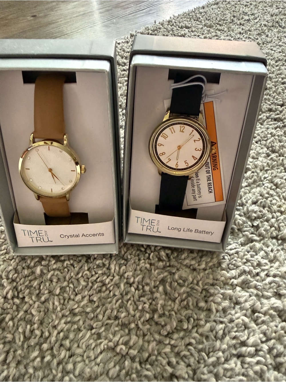 Time and Tru Black Strap Gold-Tone Women's Watch